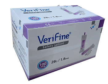 Прокалыватель ланцетное устройство VeriFine 28G, 100 шт