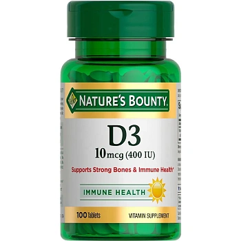 БАД Nature's Bounty Витамин Д3 максимум 400МЕ таб 250мг №100